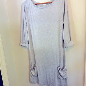 J Crew Grey Long Sleeve Knit Casual Dress or Cover-Up with Pockets